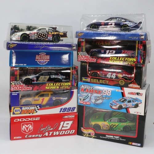 145 - 10 Boxed 1/24 scale diecast Nascar vehicles to include Chad Little (worn paint), Kasey Kahne, Casey ... 