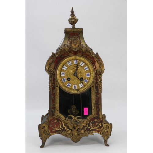 165 - Antique boulle work French mantle clock with pendulum