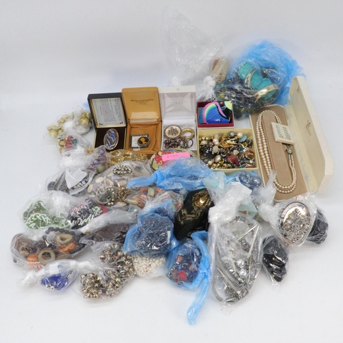 220 - A large quantity of assorted costume jewellery, necklaces, earrings etc