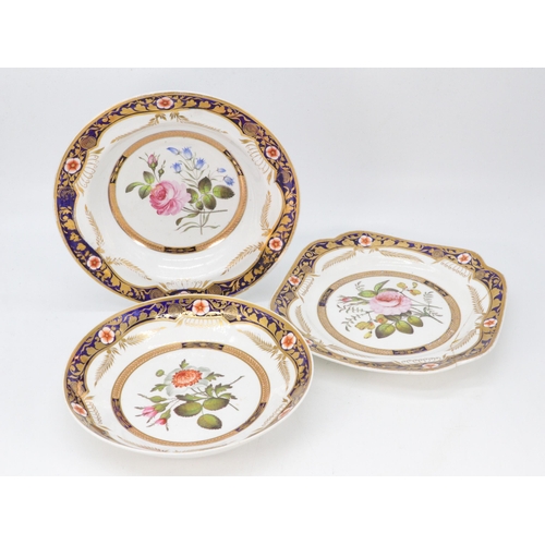 70 - Three pieces of Spode Botanical to include Square plated, Soup bowl and shallow dish (plate has been... 