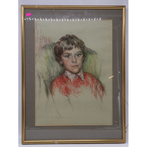 311A - A pastel portrait of a young boy by Ronal Dickinson in 1975, Canadian Artist