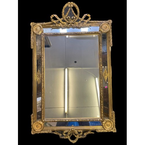 290A - Pair of gilt framed wall mirrors, highly decorative with mirror panels to the edges and centre bevel... 