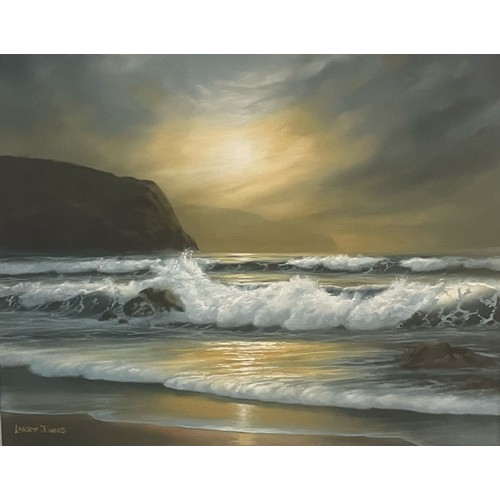 290 - Larry Johns, Oil painting on canvas, depicting a Cornish Seascape with Original receipt of purchase ... 