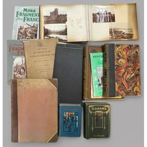 357A - Carton of assorted books to include Bruce Bairnsfather fragments from France, Photoalbums, Album of ... 