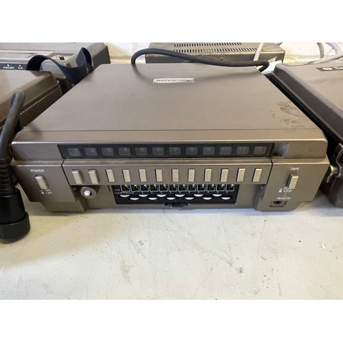 448 - 2x portable Technicolor vintage VCR 212e video recorders together with 2x tuners and a power adapter... 