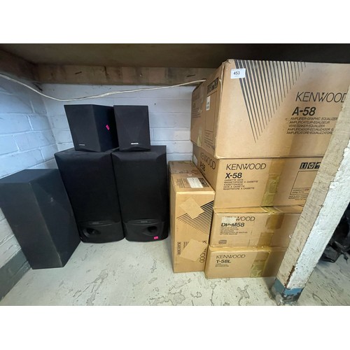 453 - Kenwood stacking system, 7 disc player with speakers and original boxes trade/spares/repairs