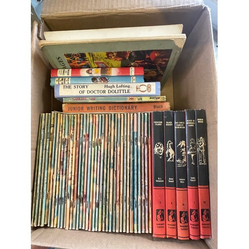 458 - Quantity of vintage beano annuals and children's books, around the world pamphlets and books etc