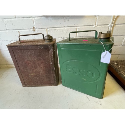 557 - Vintage Esso fuel can together with a shell similar