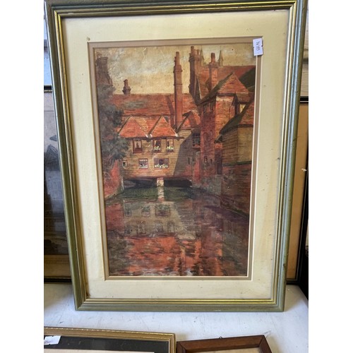 537 - Selection of assorted pictures to include Framed watercolour of St Thomas' Hospital Canterbury, Nove... 