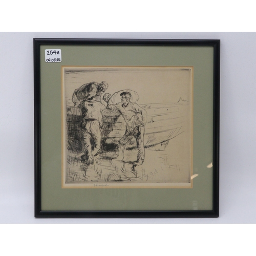 254B - Two Blampied framed etchings both pencil signed