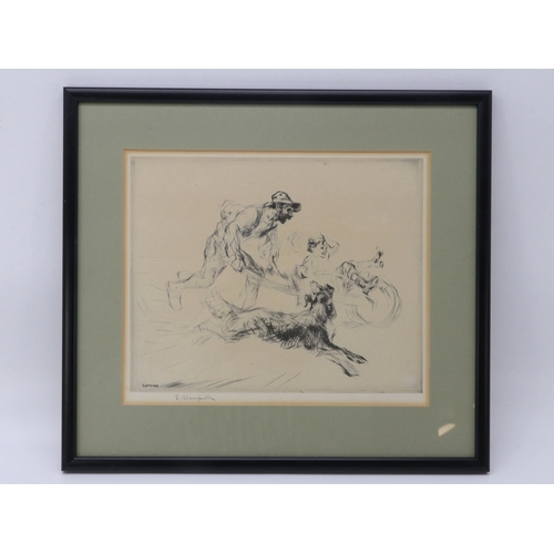 254B - Two Blampied framed etchings both pencil signed