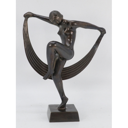 332A - A contemporary Bronze effect metal art deco style figurine (approx. 24cm tall)