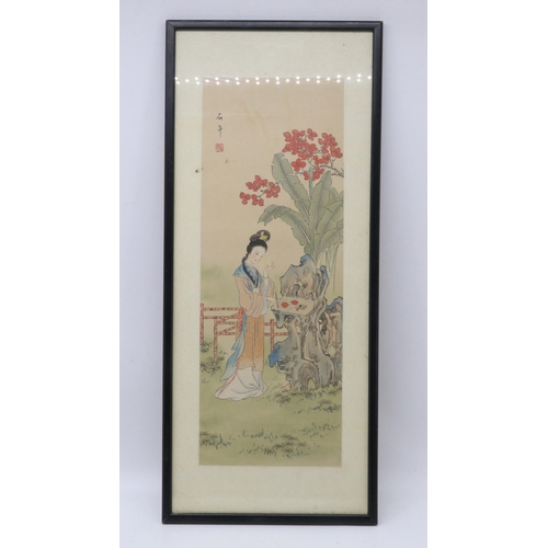 393 - Three oriental silk pictures