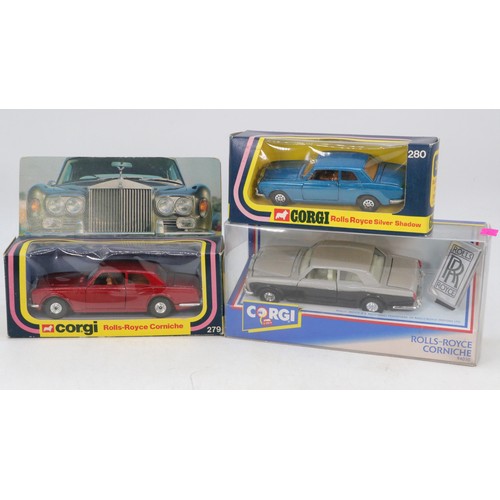 68 - Corgi toys, diecast Rolls Royce Silver Shadow 273 with Take off wheels and Golden Jacks with box. Di... 