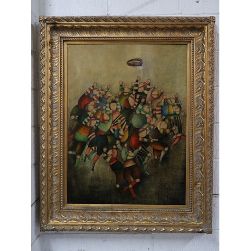 143A - Large framed Oil on canvas, Joyce Roybal in decorative gilt frame (measures approx. 75cm x 100cm) (F... 