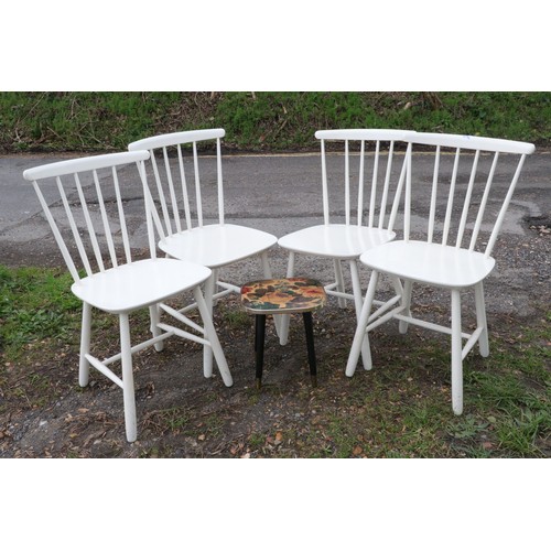 157C - Set of Four Danish white Farstrup chairs together with a 1960s side table.