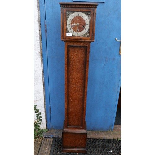 427 - A Smiths oak cased Granddaughter clock, approx. 137cm high