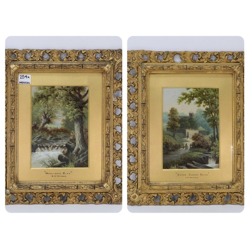 254A - A pair of oil on boards by D. H Winder one entitled Deane Church Bolton, the other Halliwell Glen