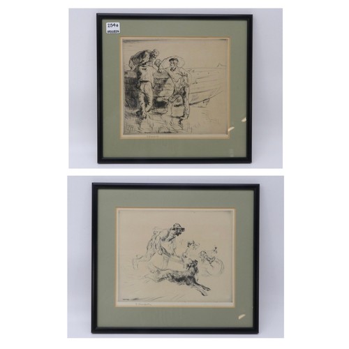 254B - Two Blampied framed etchings both pencil signed