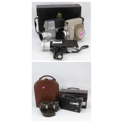 351 - A selection of vintage to later cine cameras to include Bell and Howell auto load, Chinon 672, Eumig... 