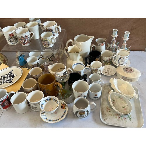 26 - large selection of assorted mainly commemorative items, to include some Corfe Castle Poole Pottery p... 