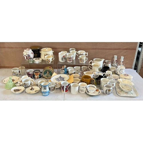 26 - large selection of assorted mainly commemorative items, to include some Corfe Castle Poole Pottery p... 