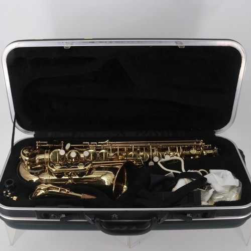 112 - Hard cased Earlham Saxaphone