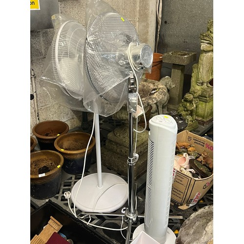 286 - A chrome style fan on stand, together with a white fan, and a Stirflow similar. Trade, spares and re... 