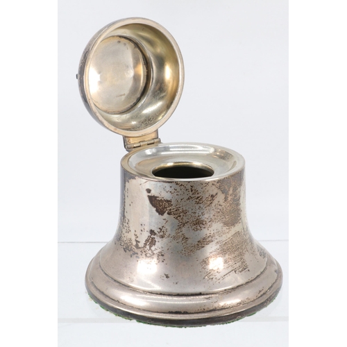 2 - Silver hallmarked inkwell (weighted) in the shape of a bell (total weight 450g, measures approx. 12c... 