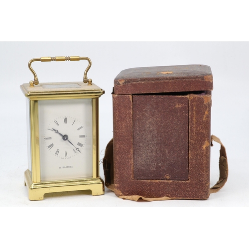 68 - H Samuel, French brass carriage clock together with an unrelated clock case