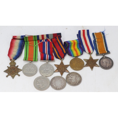 160 - Father son medal group: comprising First world 1 trio T94S DVR W Moores ASC also sons World War II m... 