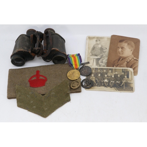 161 - WWI Pair of medals awarded to 21779 Pte E J Rosser RW FUS together with wounded badge serial B154130... 