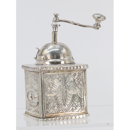 21 - Egyptian silver hallmarked coffee grinder (approx. weight 100g, height approx. 8cm)