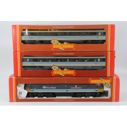 38 - Hornby R887 Loco Scot Rail Duke of Edinburgh together with R895 and R896 Scot Rail coaches