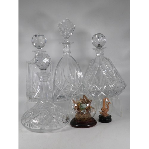 145H - Large selection of assorted ceramics, three glass decanters, 2x resin elephants, Royal Vale tea ware... 