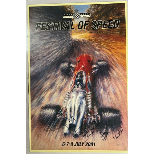 145C - 2001 Festival of Speed Poster, signed by Paul Stoddardt, Ricardo Patrese, Stefon Johansson, Phill Hi... 