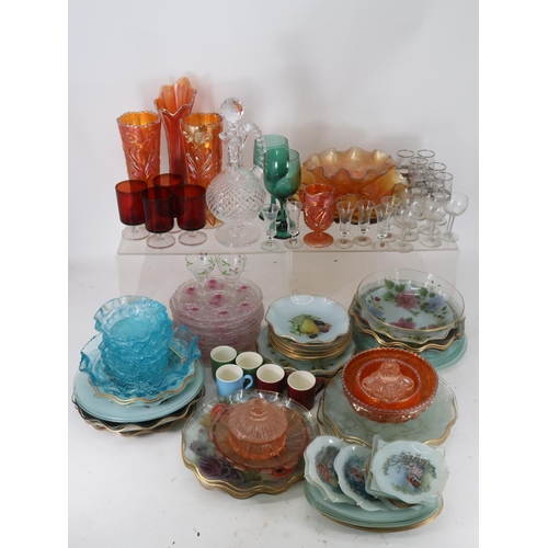 10 - A good quantity of assorted glassware and ceramics, to include mid-century Pyrex style plates, plate... 