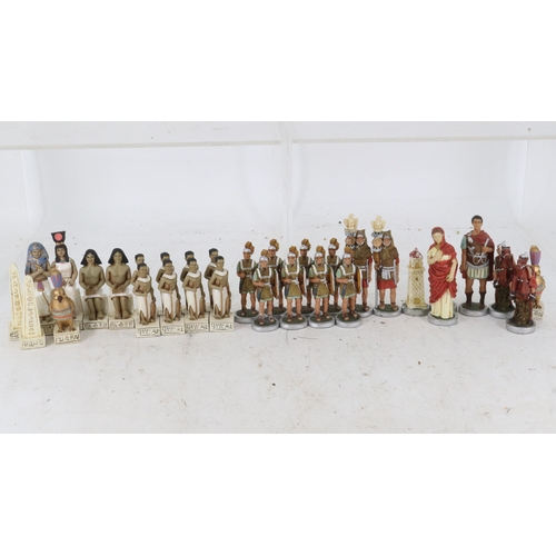 18 - Set of 32 chess pieces depicting Romans and Egyptians