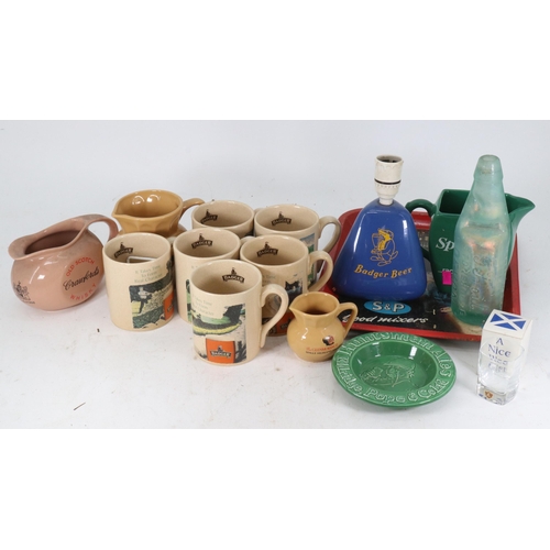 27 - A collection of brewery items; water jugs, lamp, tray etc. Trade - spares or repairs.