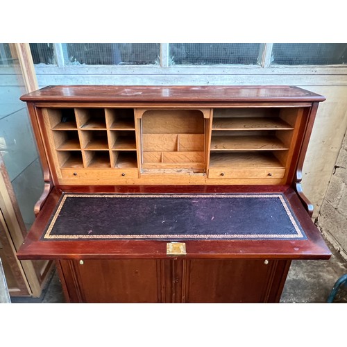 61 - Piano shaped sideboard with pull down writing bureau. approx. W 114cm x D41cm x H 123cm