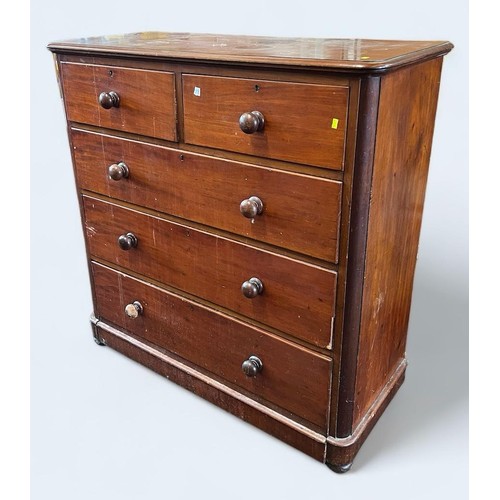 63 - A large Victorian Mahogany two over three chest of drawers (structurally sound but noted marks to th... 