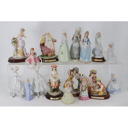 70 - A collection of ceramic and resin ladies to include Leonado etc..