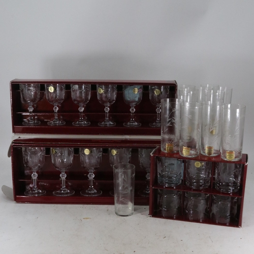 72 - Boxed Royal Crystal Rock sets of glasses and other glasses