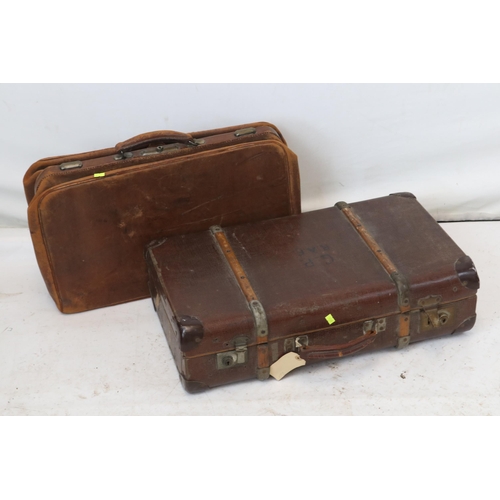 75 - Vintage hard case suitcase together with a leather case