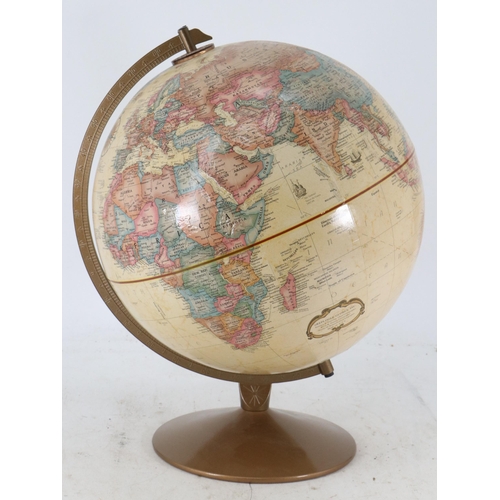 84 - Modern desk globe approx. 39cm tall together with a Smith Corona typewriter