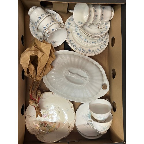 89 - Four trays of assorted ceramics and sundries including Royal Albert Memory Lane tea ware, Staffordsh... 