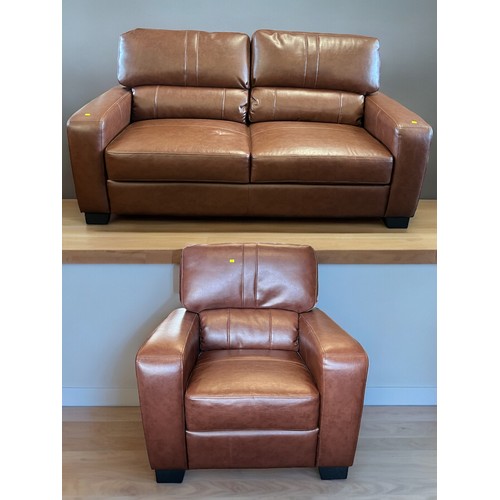 91 - A two seater sofa together with an arm chair