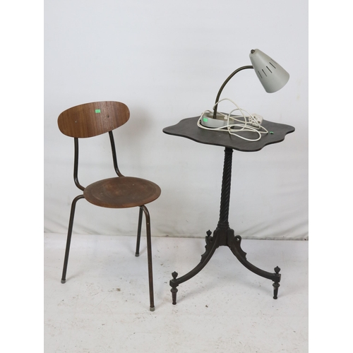 122 - Vintage chair together with mahogany decorative occassional table and adjustable lamp