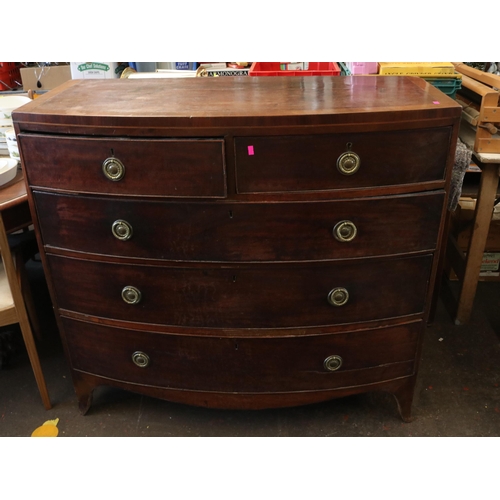 147 - Antique mahogany chest of drawers size approx 115cm x 56cm x 106cm