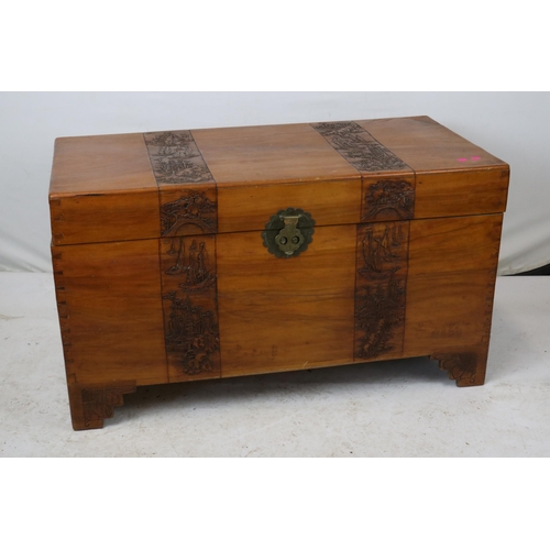 149 - Oriental camphorwood storage chest  approx. 100cm x 50cm x 56cm